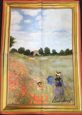 Printed Cotton Tea-towel - “Monet Poppy Field”