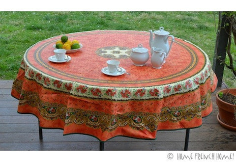 Coated Tablecloth, Round - Provence Tradition Terracotta