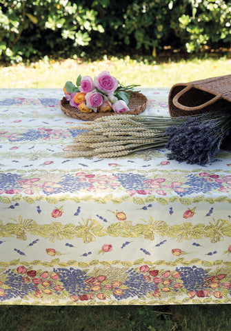 Coated Tablecloth - Lavender and Roses