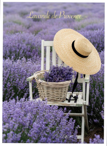 Printed Cotton Tea-towel - “Lavender and hat”